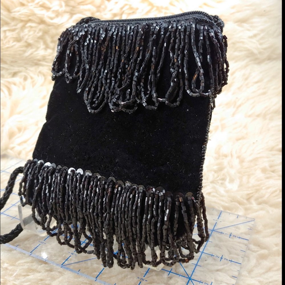 Square Velvet clutch with Sequins and Beads